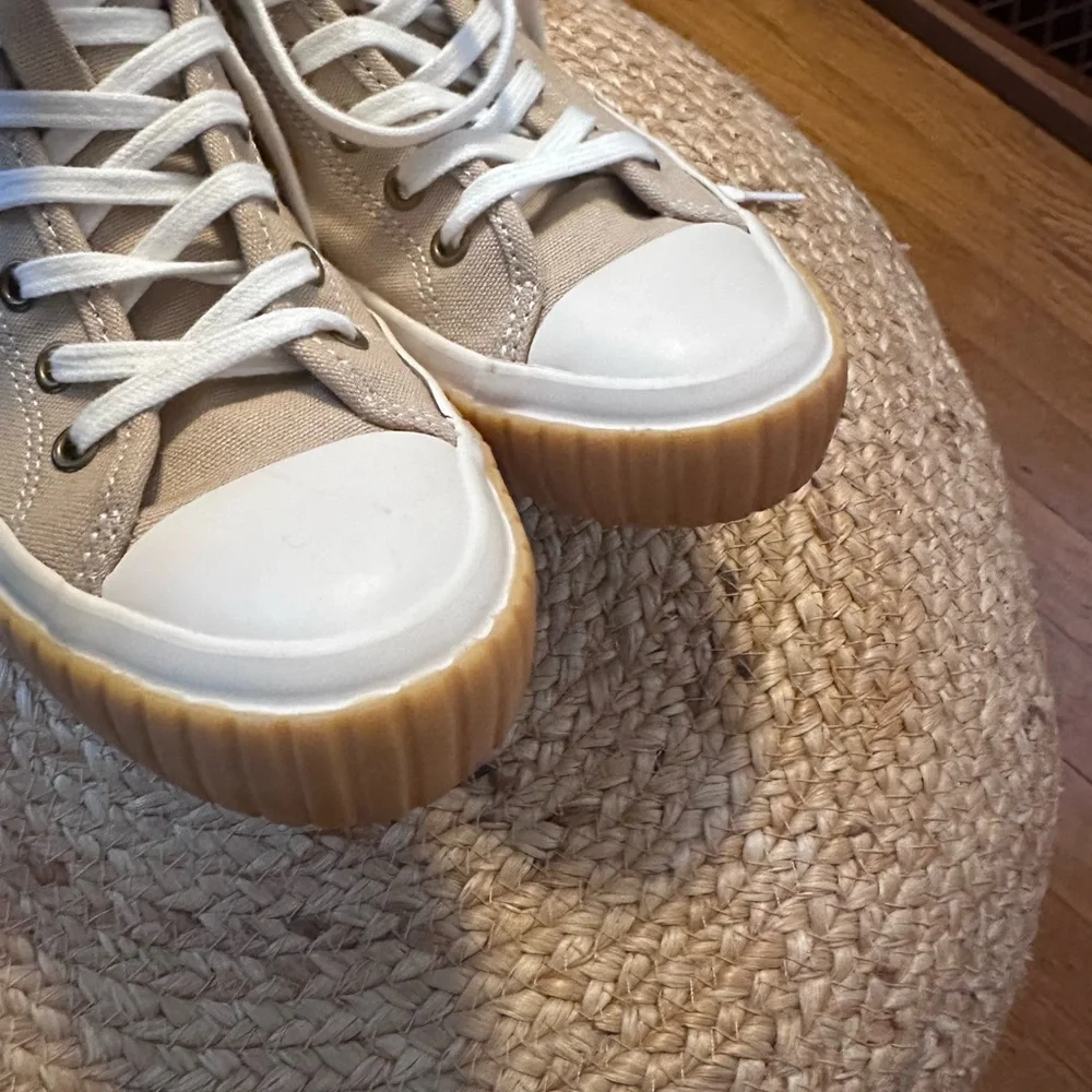 J.Crew Canvas High Top Sneakers | Neutral Tan | Size 6